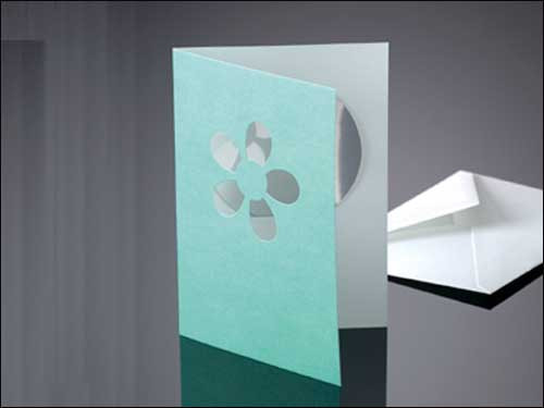 Drop-Card, Blume, grün, mit Kuvert